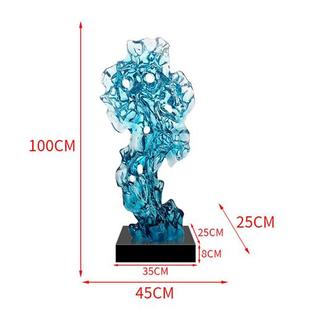 现代家居客厅玄关落地摆件透明树脂横向太湖石摆件别墅装饰艺术品