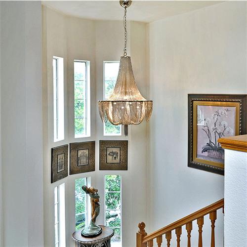 后现代铝链吊灯流苏灯客厅餐厅灯卧室灯别墅酒店会所吊灯链条灯