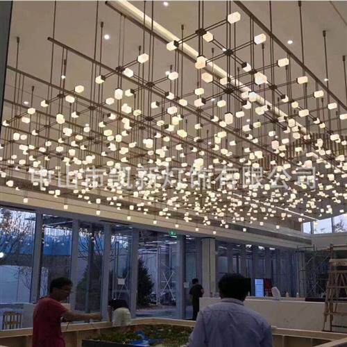 定制酒店led吊灯售楼部沙盘灯会所餐厅宴会大厅铁艺灯工程款