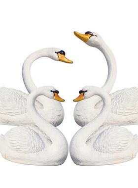 户外花园水池仿真白天鹅浮水鸳鸯雕塑玻璃纤维鸭饭店商场装饰摆饰
