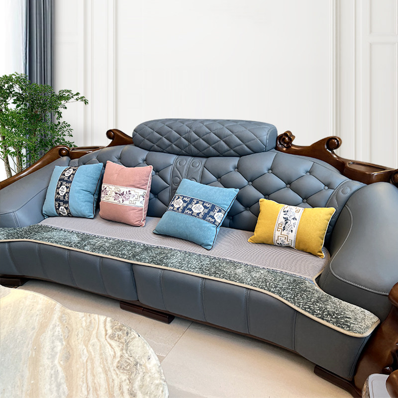 欧式乌金木异形真皮沙发垫坐垫定制防滑不规则圆弧坐垫四季通用套