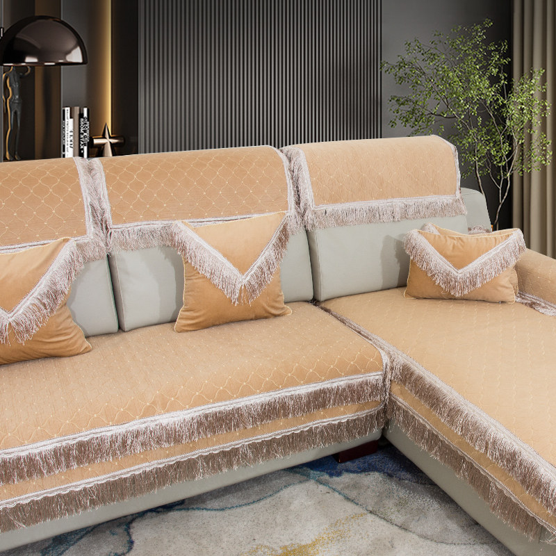 沙发垫冬季防滑雪尼尔双层流苏花边简约点现代沙发套罩定制,居家布艺,沙发垫,淘宝优惠券,粉丝福利购,淘宝优惠卷