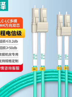 山泽光纤跳线 工程电信级万兆LC-LC多模双芯OM4阻燃低烟无卤家用光纤光钎宽带入户线 收发器尾纤1米G4-LCLC01
