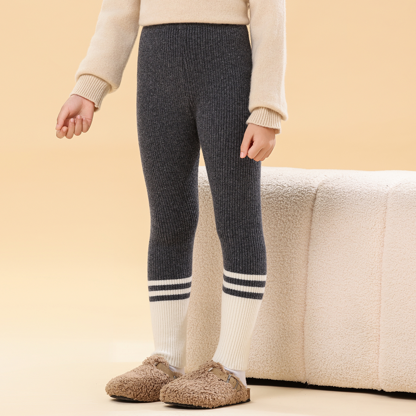 贝洲儿童羊毛裤高腰保暖打底裤