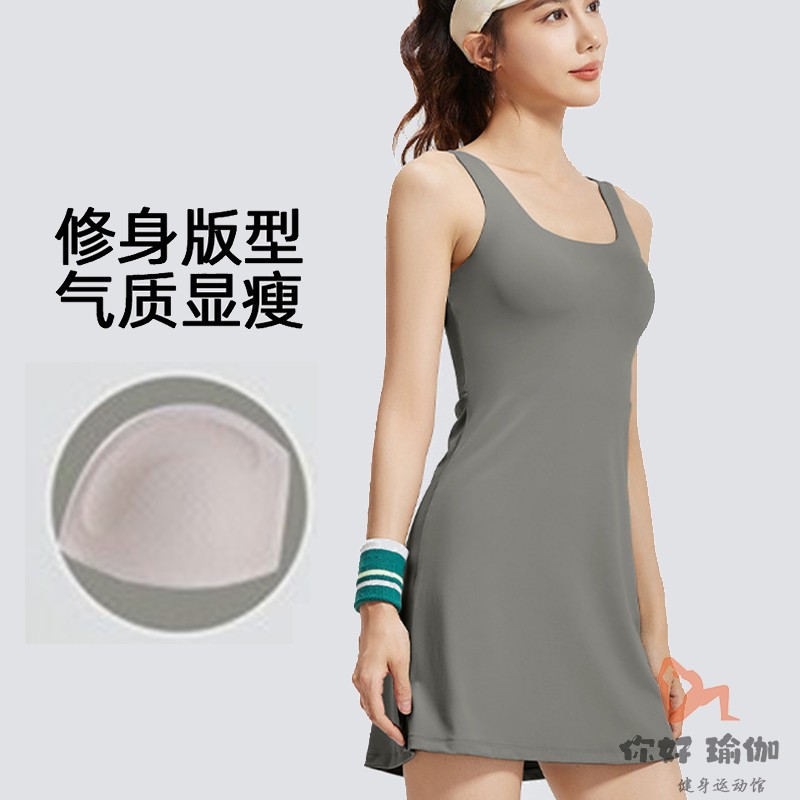 网球连衣裙2025新款女带胸垫防晒防走光透气羽毛球运动瑜伽棒球服