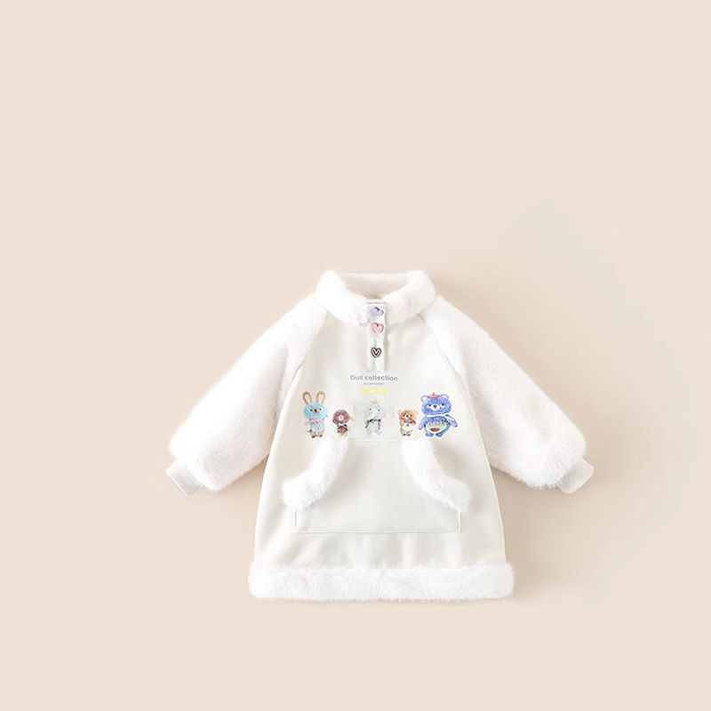 女童加绒加厚连衣裙秋冬2025新款儿童公主裙洋气宝宝冬季卫衣裙子