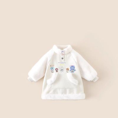 女童加绒加厚连衣裙秋冬2025新款儿童公主裙洋气宝宝冬季卫衣裙子