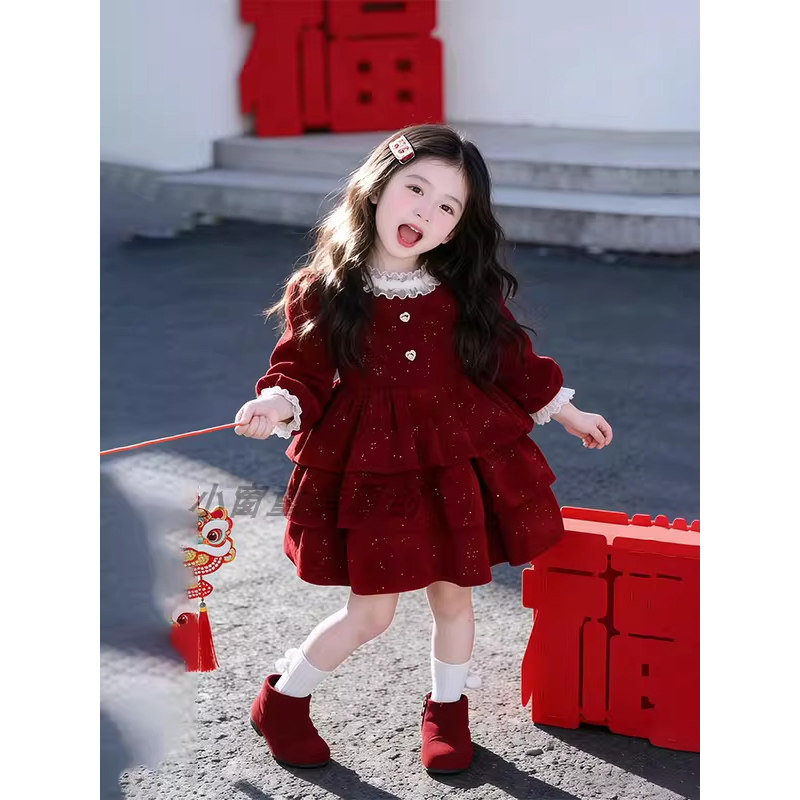 女宝新年战袍红闪闪连衣裙2026秋冬款儿童超萌公主蛋糕裙生日礼服,童装/婴儿装/亲子装,连衣裙,淘宝优惠券,粉丝福利购,淘宝优惠卷