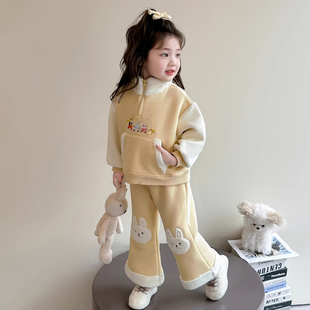 女童加绒套装秋冬装2026新款巨好看儿童洋气时髦女宝宝冬季两件套