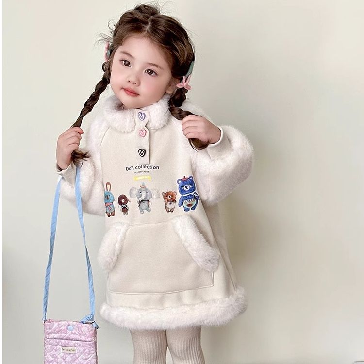 女童卫衣秋冬2025新款儿童洋气加绒加厚冬季连衣裙女宝宝冬装裙子