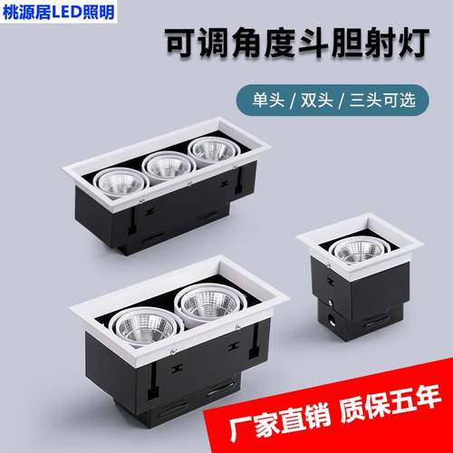 射灯双头格栅LED嵌入式豆胆灯