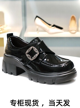 COMELY康莉2026厚底英伦风乐福鞋魔术贴牛漆皮小皮鞋女鞋KHM56612