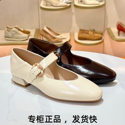 接吻猫方头粗跟两穿浅口单鞋女鞋