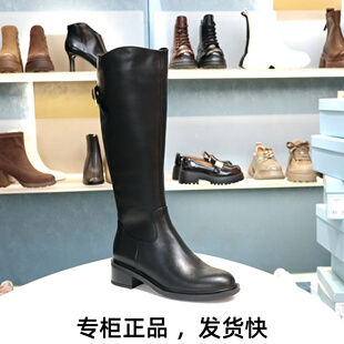 COMELY康莉2025冬季真皮厚底骑士靴显瘦高筒百搭长筒靴子KYQ48683