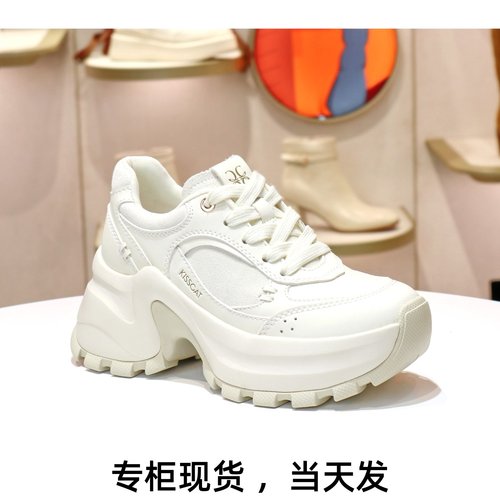 接吻猫布雷厚底系带增高运动女鞋