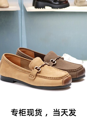 COMELY康莉2025复古平底乐福鞋羊反绒一脚蹬豆豆鞋女单鞋KJH46612