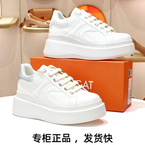 接吻猫小白鞋增高系带饼干鞋女鞋