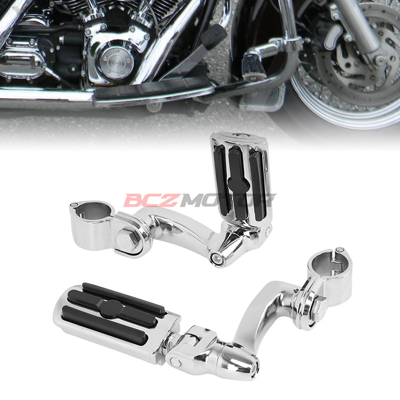 摩托车改装护杠脚踏哈雷滑翔路王巡航车街车保险杠固定可折叠脚踏