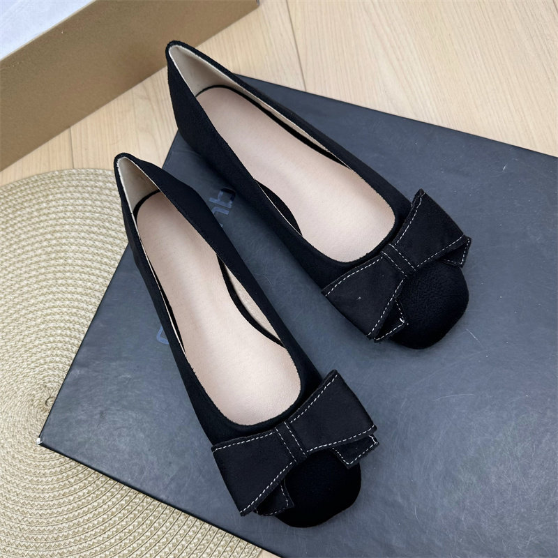 方头平底单鞋女2026年夏季奶奶鞋黑色职业工作鞋蝴蝶结气质四季鞋,女鞋,浅口单鞋,淘宝优惠券,粉丝福利购,淘宝优惠卷