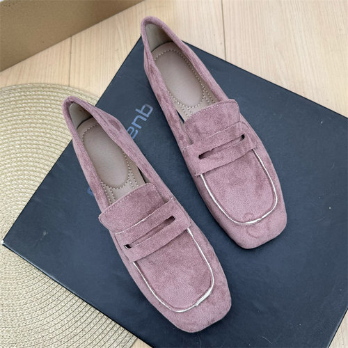 方头懒人一脚蹬磨砂莫卡辛乐福鞋