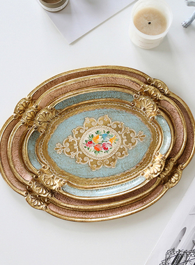 意大利Soldi手绘玫瑰做旧木托盘