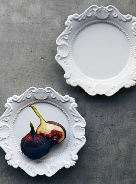 MY家 - 日本 Studio m' Cadre 巴洛克贝壳叶蔓浮雕 蛋糕盘餐盘