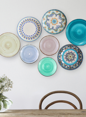 [蜗牛百款原创挂盘]亮黄色家居盘子背景墙白色调北欧