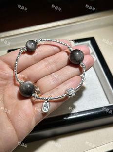 萌货小铺原创手作DIY银曜石水晶银手镯手链礼物