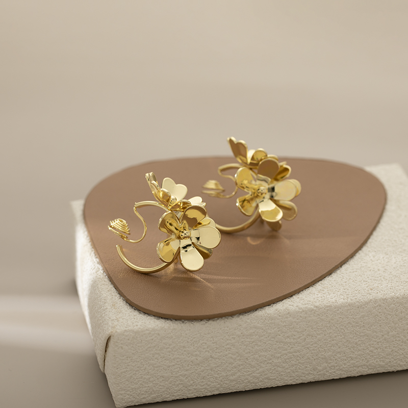 个性金色花朵C形金属蚊香盘耳夹