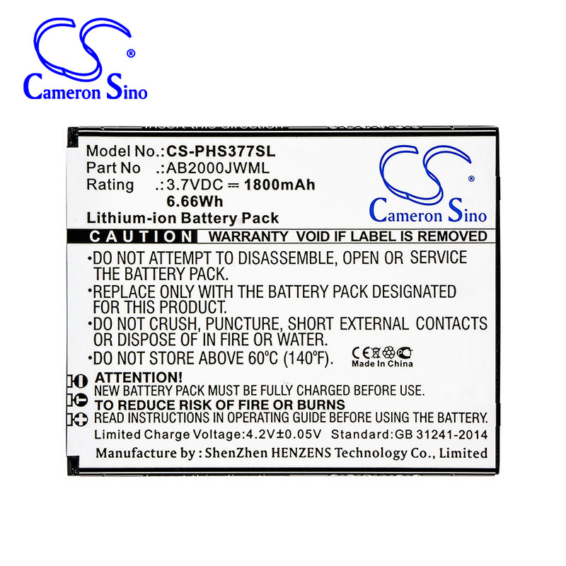 CS适用飞利浦Xenium S337 CTS337大容量手机电池AB2000JWML