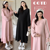 慵懒风针织连衣裙时尚 过膝长款 可哺乳200斤 孕妇毛衣裙秋冬季 大码