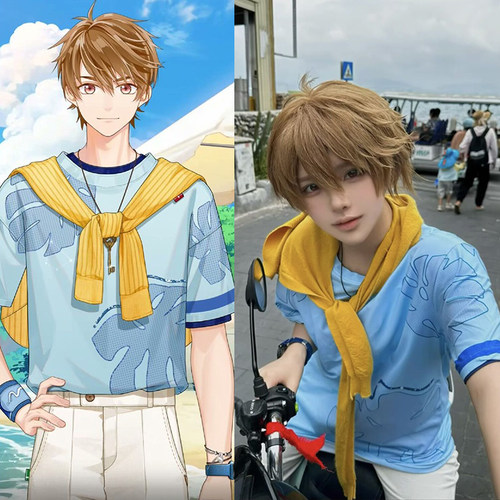 富士山未定事件簿夏彦柠风星夏痛衣假两件T恤蔷薇cosplay服装女