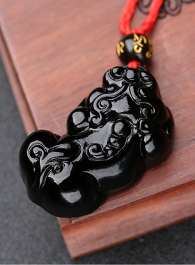 黑曜石貔貅招财转运水晶饰品吊坠