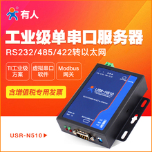 工业级单串口服务器串口设备联网RS232/485/422转以太网有人串口转网口TI芯片USR-N510