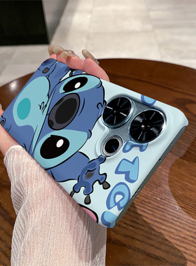 蓝史迪仔 适用于红米Turbo3手机壳半包边菲林塑料磨砂硬壳保护套男女款新款耐脏简约小众个性创意卡通可爱