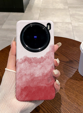 晕染红色适用于VIVO X200手机壳全包边菲林X200PROMINI磨砂二合一硅胶软壳硬壳塑料个性创意新款简约时尚