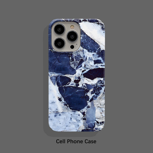 深蓝大理石纹适用iPhone15Pro手机壳14ProMax菲林硬壳苹果13保护套12ProMax个性创意耐脏XR男女款11磨砂亮面