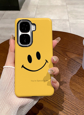 简约黄色笑脸适用VIVO IQOONEO10手机壳IQOONEO9SPRO菲林二合一磨砂防摔硅胶塑料硬壳软壳保护套创意小众耐脏