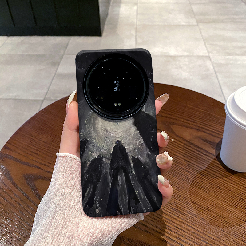 黑色抽象 适用于小米15Ultra手机壳小米14Ultra菲林二合一小米13至尊版磨砂防摔硅胶塑料硬壳软壳保护套个性