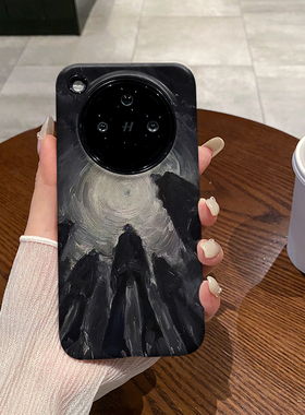 黑色抽象 适用于OPPO FINDX7手机壳X7Ultra菲林二合一FINDX6磨砂防摔硅胶FINDX5PRO硬壳软壳创意小众耐脏个性