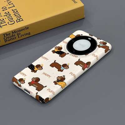 满屏腊肠狗 适用于华为Mate60Pro手机壳全包边菲林亮面硬壳Mate60时尚简约个性创意保护套男女卡通新款可爱