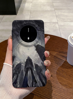 黑色抽象适用于华为Mate70Pro手机壳菲林塑料硬壳Mate70保护套个性创意日韩ins卡通可爱新款简约时尚小众