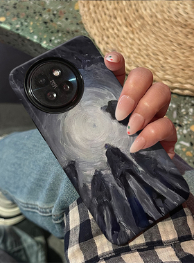 黑色抽象 适用于小米14Ultra手机壳红米Turbo3新款全包边防摔软壳时尚小众Civi4pro菲林磨砂硬壳耐脏保护套