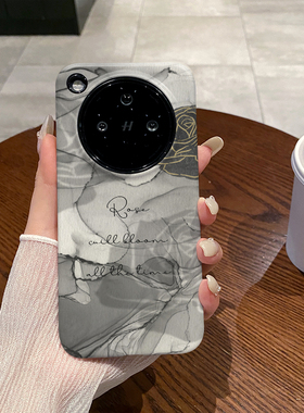 灰色水墨玫瑰适用OPPO FIND X8手机壳全包边菲林FINDX8PRO磨砂二合一硅胶软壳硬壳塑料个性创意新款简约时尚