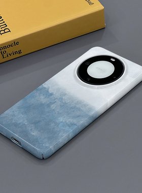泼墨湖蓝适用华为Mate60手机壳Mate60Pro个性新款简约小众全包边硬壳菲林男女款可爱亮面保护壳套创意耐