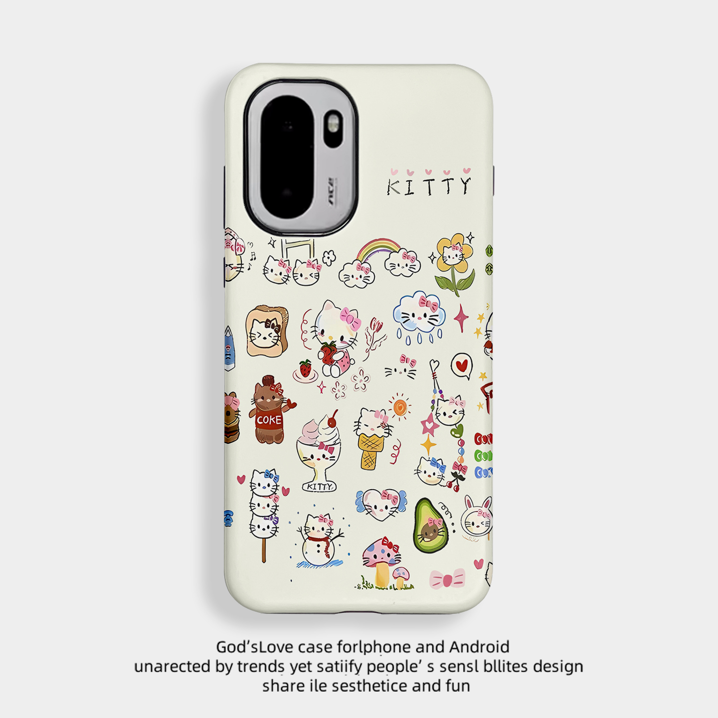 冰淇淋哈喽猫适用于OnPlus一加Ace6手机壳全包边菲林塑料硬壳1+Ace6二合一个性保护套男女款新款耐脏简约软壳