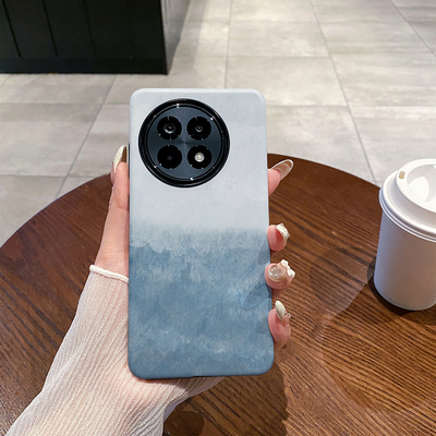 泼墨湖蓝适用OnePlus  一加Ace5手机壳1+Ace5Pro菲林磨砂一加Ace5Pro硅胶防摔软壳二合一硬壳保护套新款简约