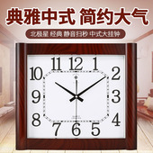 北极星方形电子挂钟客厅静音钟表家用个性 万年历石英钟 创意时尚