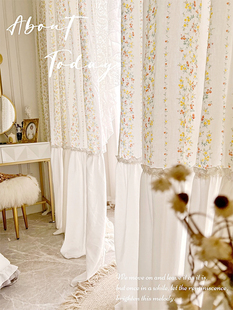 梨涡 法式浪漫印花复古风田园小碎花民宿客厅卧室裙摆荷叶边窗帘