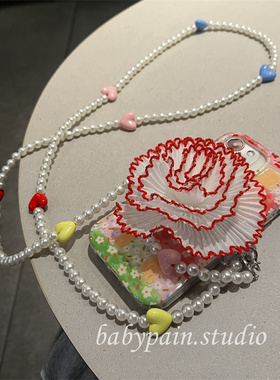 babypain 春夏ins风复古红色碎花浪漫少女背夹斜挎手机壳适用iPhone16promax苹果15原创保护套14少女心13pro